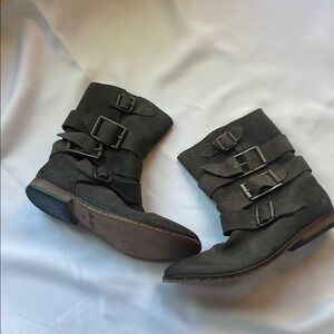 Free People Sunbelt Slouch Gray Buckle Boots for Women